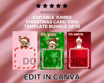 Jumbo Weihnachtskarte bearbeitbare Vorlage. Bundle von 10. Digitales Produkt. 11 mal 14.