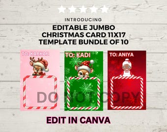 Jumbo Weihnachtskarte bearbeitbare Vorlage. Bundle von 10. Digitales Produkt. 11 von 17.