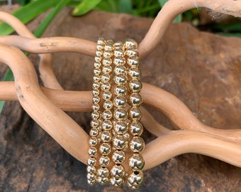 14K Gold Filled Beads 4mm, 5mm, 6mm, or 7mm Stackable Bracelets