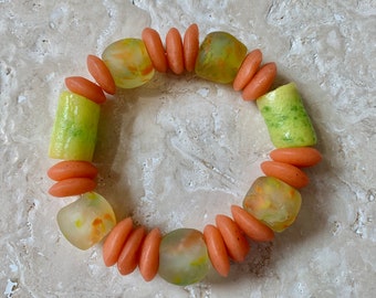 Sunshine African 13mm Recycled Krobo Glass Stretch Bracelet