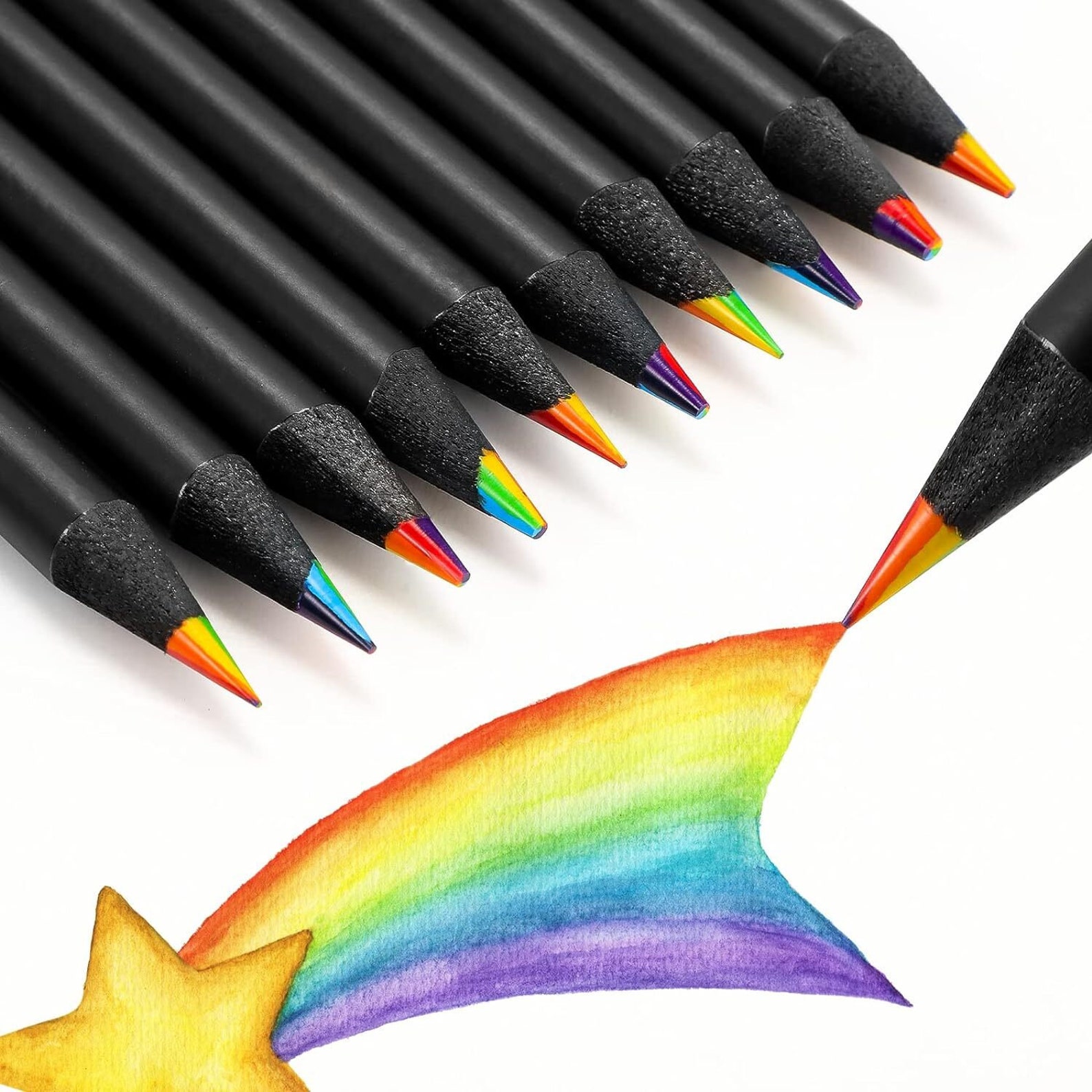 Different Color Lead These Are Multicolored Rainbow Lead Color Pencils. the Lead of the ...