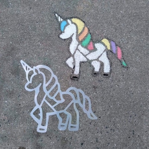Stencil Stylz- Teddy bear/Cat/Dog/Turtle/Rabbit/Unicorn 6 pc set|Reuseable|Sidewalk|Mosaic|Outside|Learning|Chalk|Child