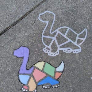 Stencil Stylz 6 piece T-REX BRACHIOSAURUS Triceratops,Stegosaurus,Pterodactyl,Velociraptor,JurassicPark,sidewalk chalk, outdoor dinosaurs,