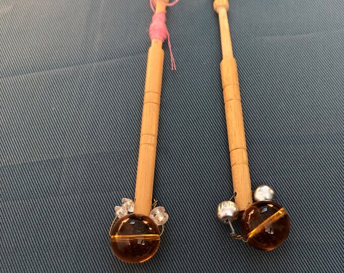 wooden lacemaking bobbins,