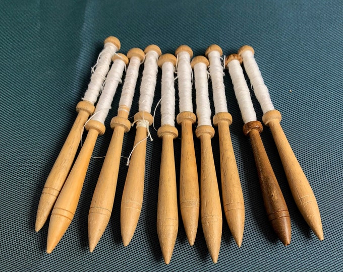 wooden lacemaking bobbins x 10