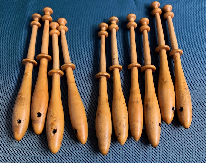 wooden lacemaking bobbins x 10