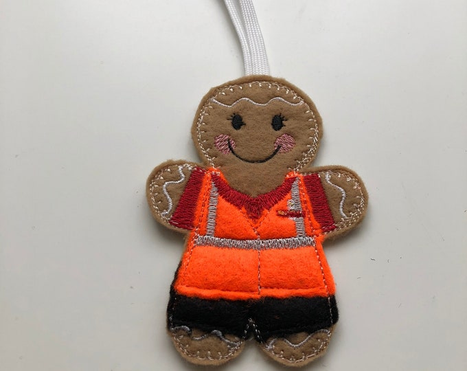 Gingerbread People, Postman, door hanger, felt hanging decoration, bag charm, Christmas decoration