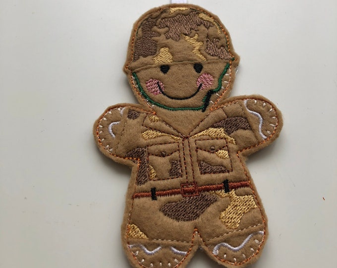 Gingerbread People, British Soldier, door hanger, felt hanging decoration, bag charm, Christmas decoration