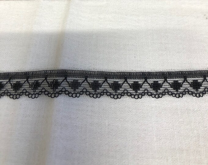 Vintage black lace ribbon, embellishment, notions