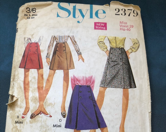 Style Sewing Pattern, mini skirt, Vintage, Cut, Complete, Style 2379