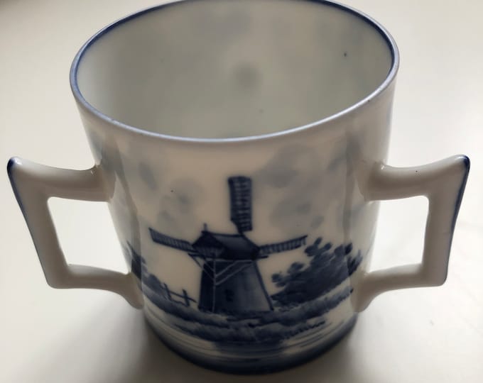 Antique blue and white porcelain 3 handled toothpick holder, Meissen Royal Copenhagen