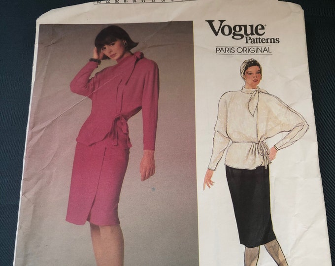 Vogue Paris Original Ladies top and skirt Sewing Pattern, Factory Folded, Vintage, Vogue 1620, Emanuel Ungaro