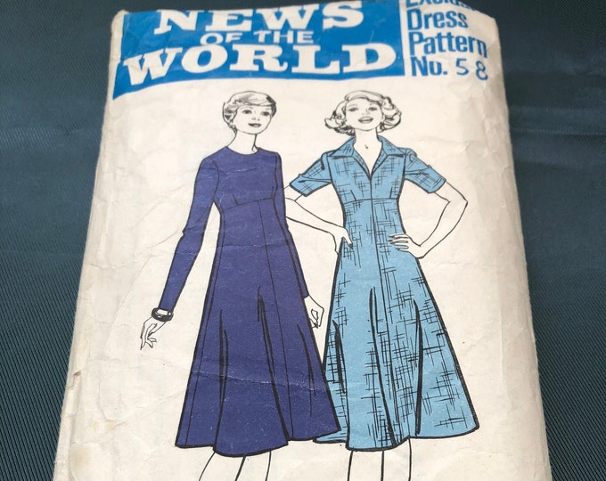 News Of the World Sewing Pattern, ladies dresses, Vintage, Uncut, complete,  No. 58