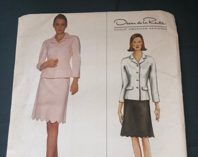 Vogue American Designer, Ladies jacket and skirt sewing pattern, Factory Folded, Vogue 2407, Oscar de la Renta