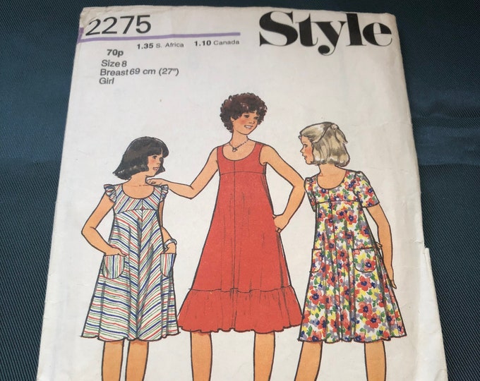 Style 2275 Sewing Pattern, girls dresses, Vintage, cut, complete.