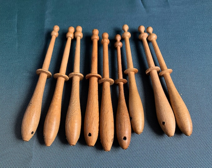 wooden lacemaking bobbins x 9