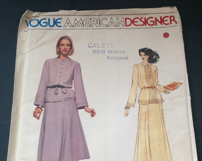 Vogue American Designer, Ladies top and skirt Sewing Pattern, FACTORY FOLDED, Vogue 1983, Albert Nipon