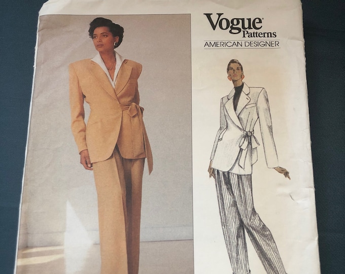 Vogue American Designer, Ladies jacket and trousers Sewing Pattern, Vintage, Factory Folded Vogue 2340, Donna Karan