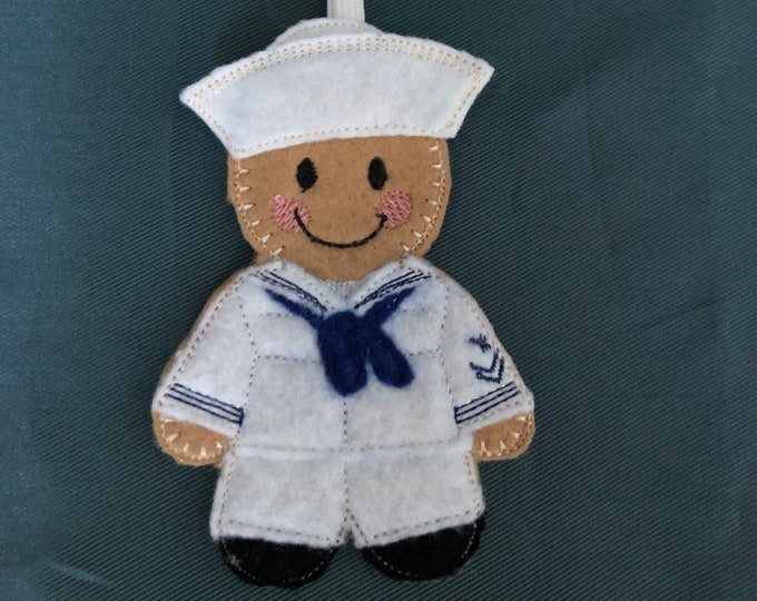 Gingerbread People, US Sailor, door hanger, felt hanging decoration, Christmas decoration, bag charm