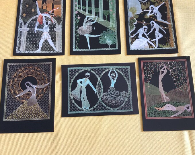 Set of vintage postcards,  lace examples, by Zdenek Dolezal
