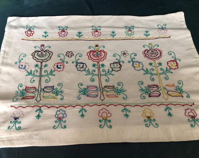 vintage hand embroidered cushion cover