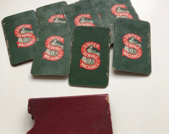 Singer sewing machine,  Original domino cards