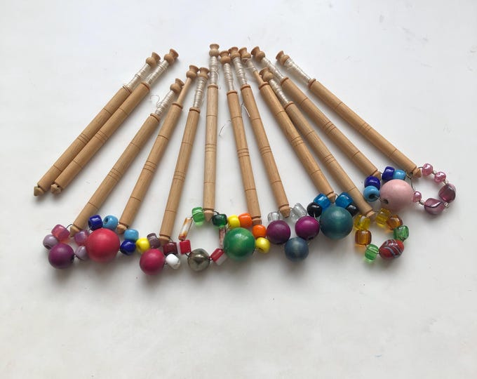 lacemaking bobbins, wooden, vintage