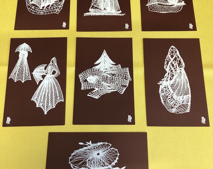 Set of vintage postcards,  lace examples