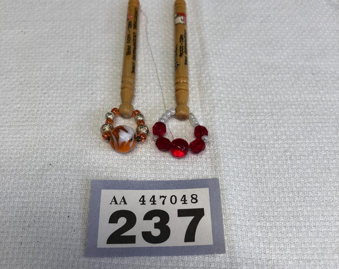 Pair of wooden lacemaking bobbins, Christmas