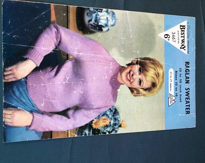 Paper, vintage knitting Pattern, Bestowal knitwear - Raglan sweater pattern No. 3467