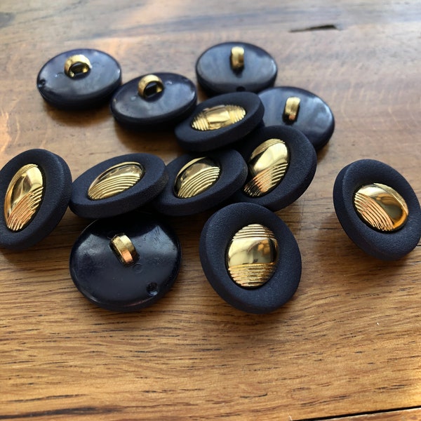 Buttons, Vintage dark blue/purple coloured fashion button with gold coloured centre