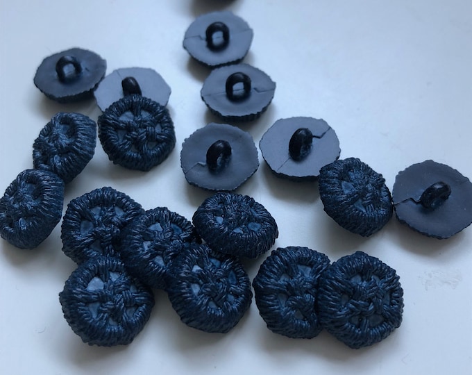 Buttons x 6, Vintage circular navy blue fashion buttons