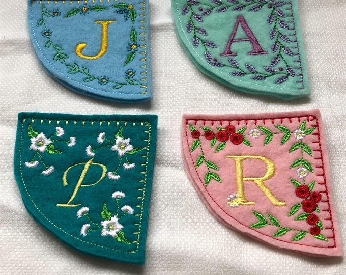 Embroidered corner bookmarks