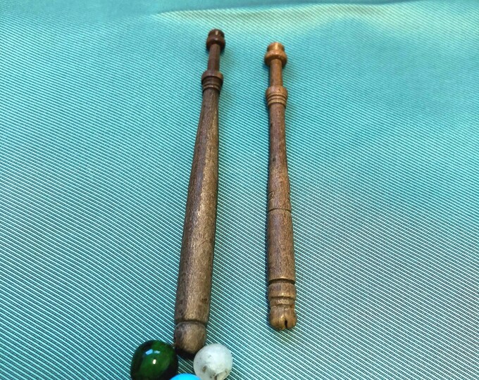 Vintage Wooden Lacemaking Bobbins - Sold in Pairs