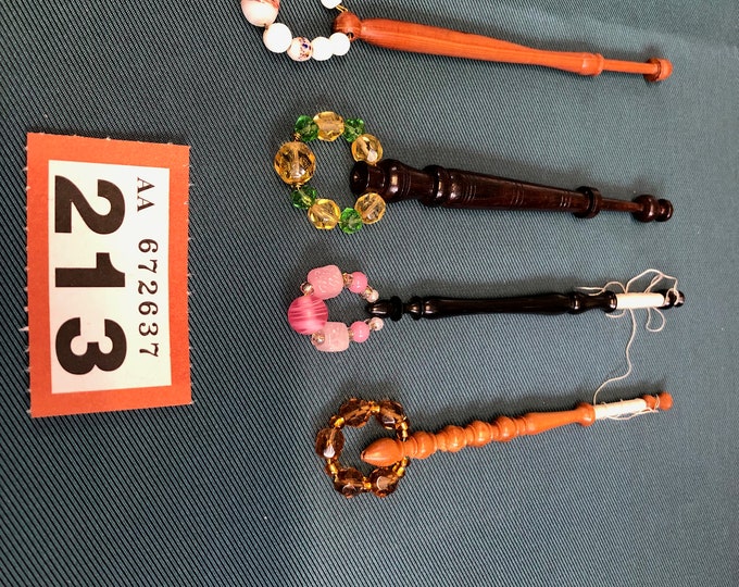 lacemaking bobbins, vintage, wooden