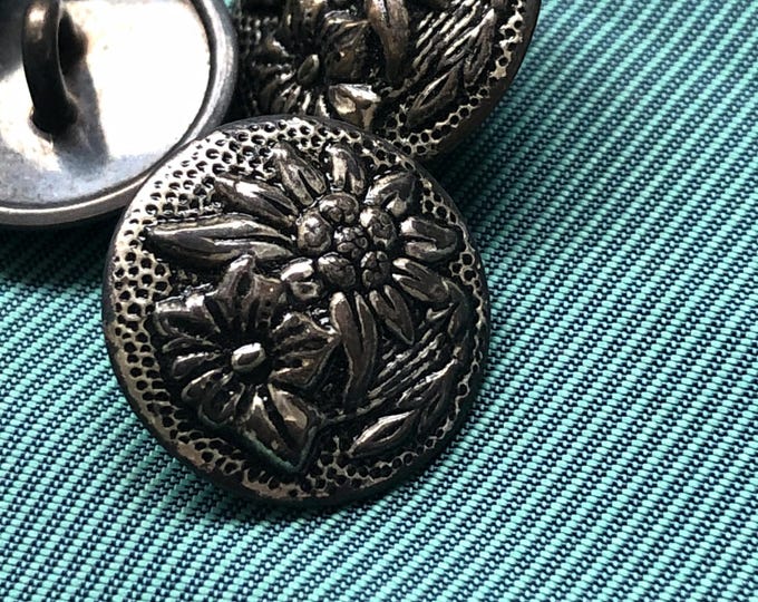 Buttons, vintage German, or Austrian Edelweiss metal buttons x 8