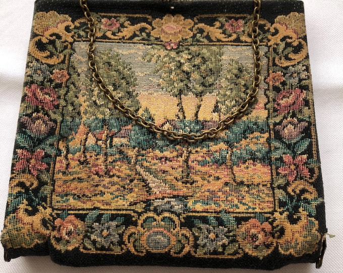 Vintage black handbag, clutch bag, gothic