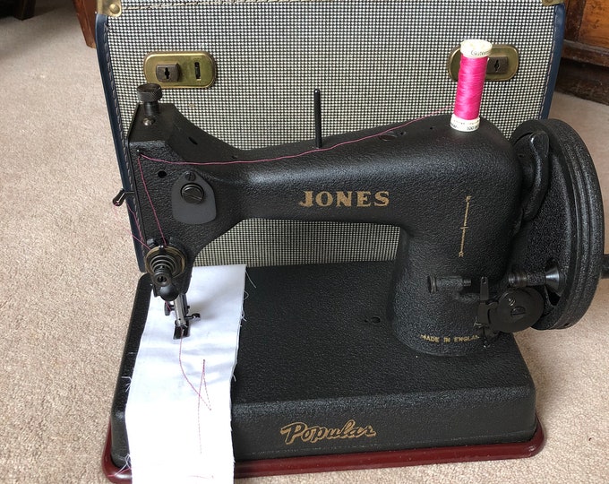 Vintage hand crank Sewing machine, Jones Popular