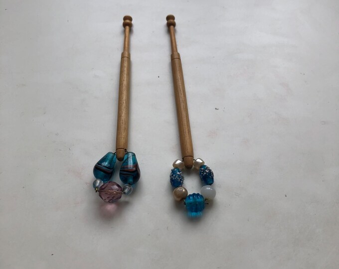 lacemaking bobbins, wooden, vintage