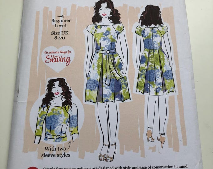 The bardot dress pattern, UNCUT, Factory Folded Simply Sew No. 12