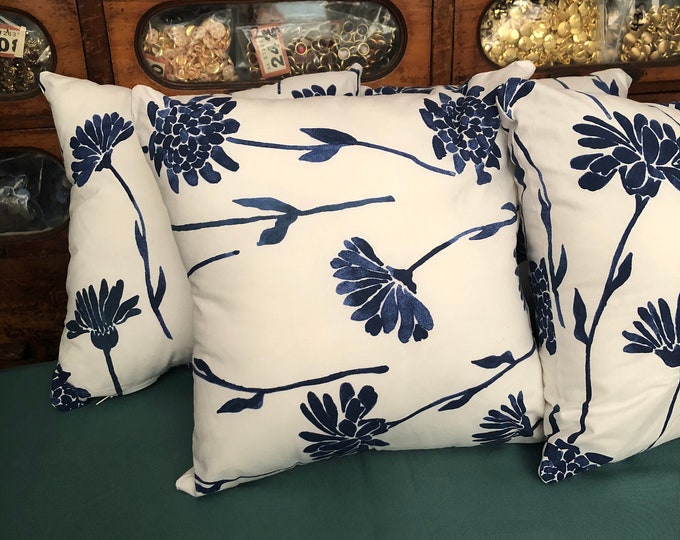 Navy Blue Flower Cushion