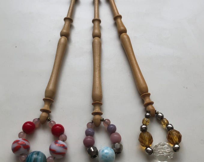 lacemaking bobbins, wooden, vintage