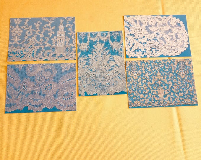 Set of vintage postcards,  lace examples, Luton Museum Service