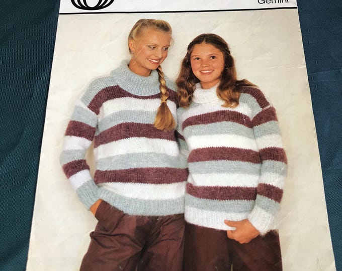 Paper, vintage knitting Pattern, Sirdar - Gemini 6247 Jumper