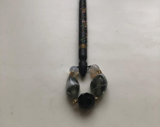 wooden lacemaking bobbin, hand painted and wired