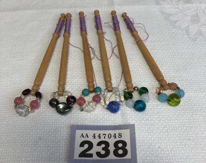 wooden lacemaking bobbins x 6