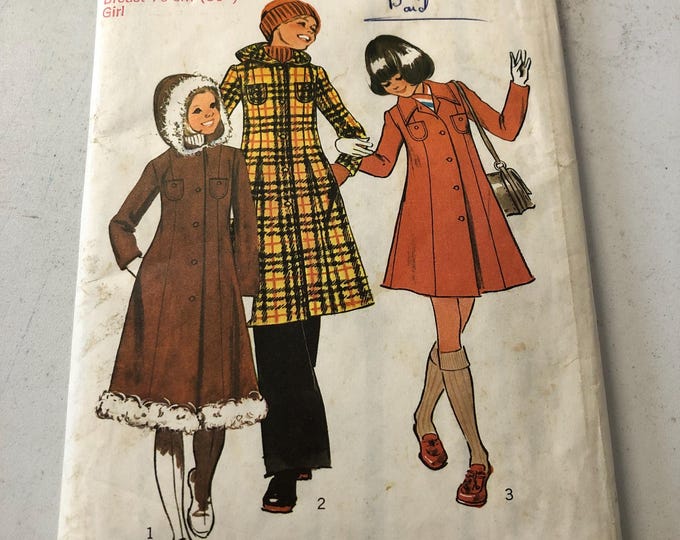 Simplicity girls coat pattern, Factory Folded 5941