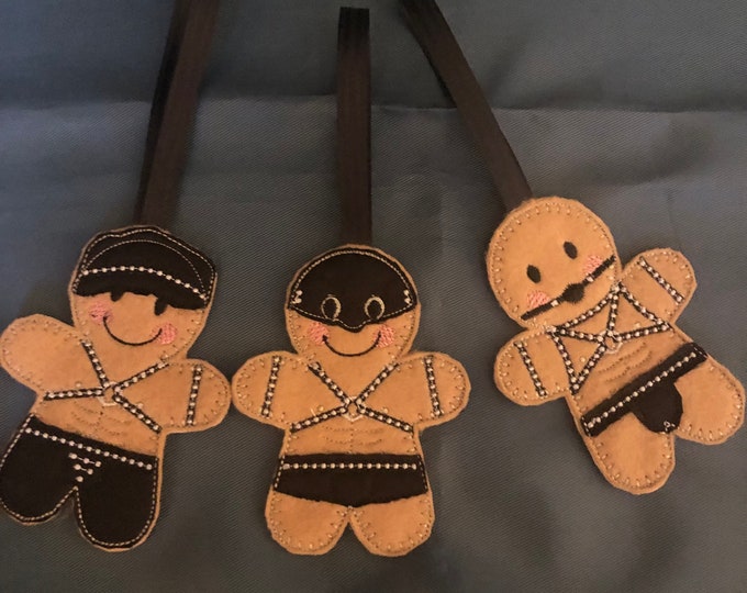 Gingerbread men, kinky felt hanging decoration, door hangers, hanging felt ornament, Christmas decoration, bag charm