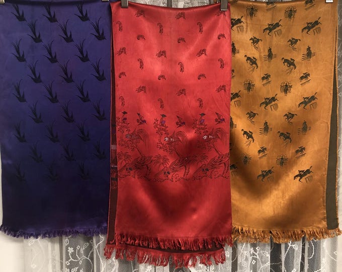 set of 3 vintage scarves, in satin