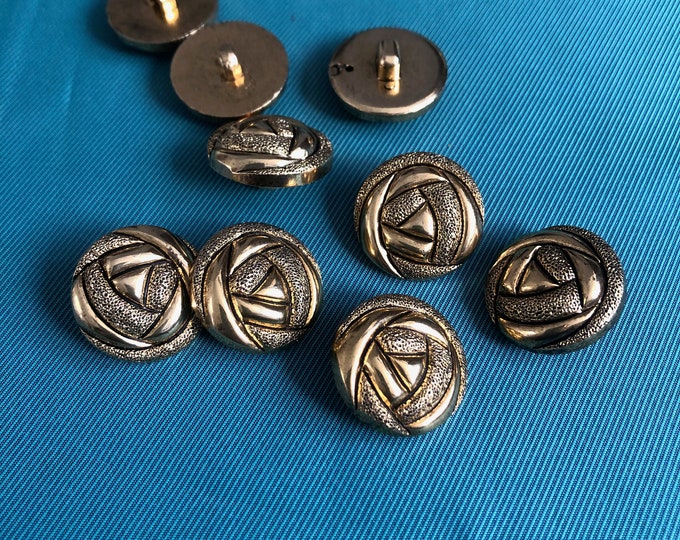 Buttons, Vintage old gold coloured buttons x 6